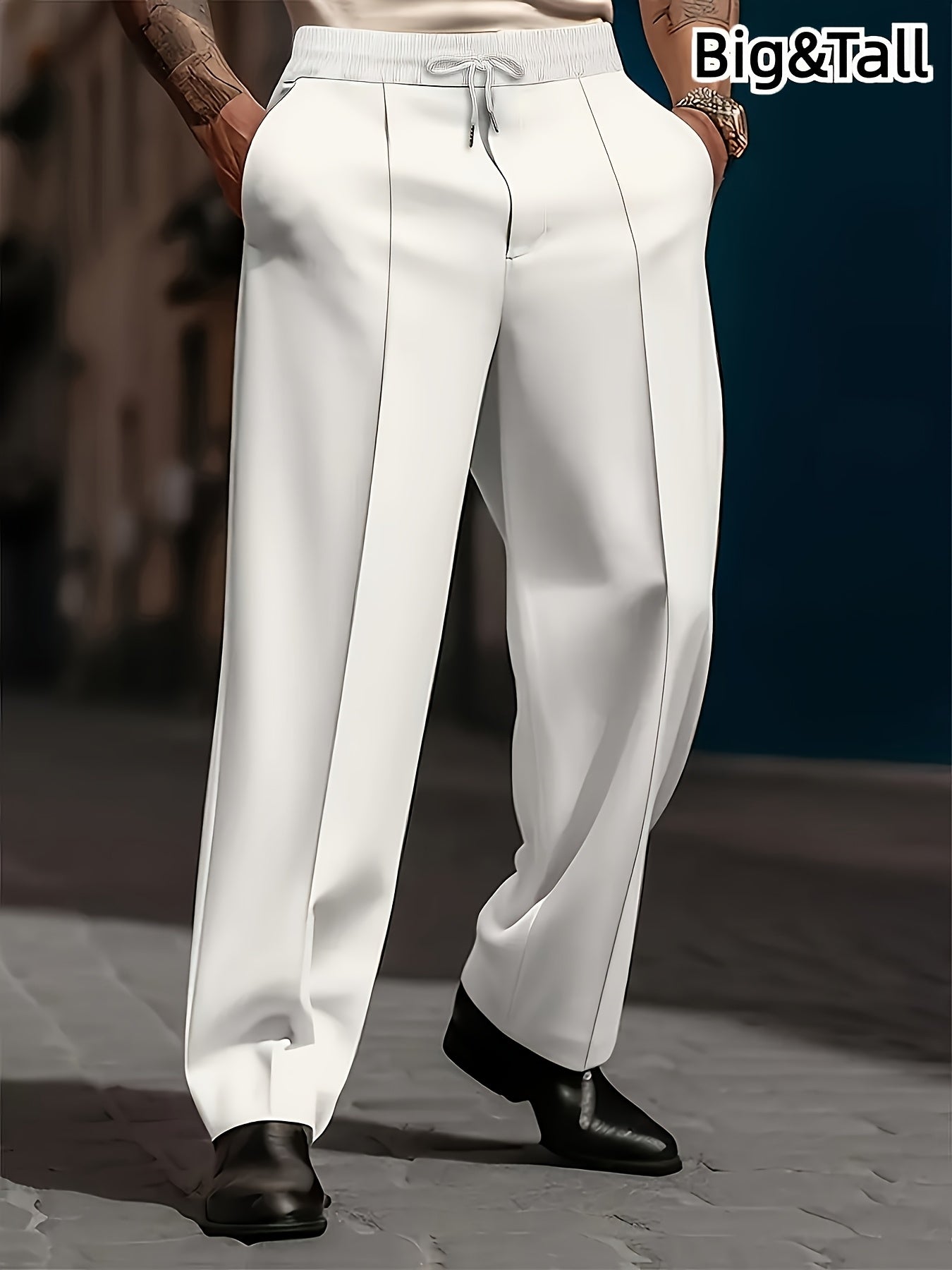 Pantalones de pierna ancha con cordón para hombre
