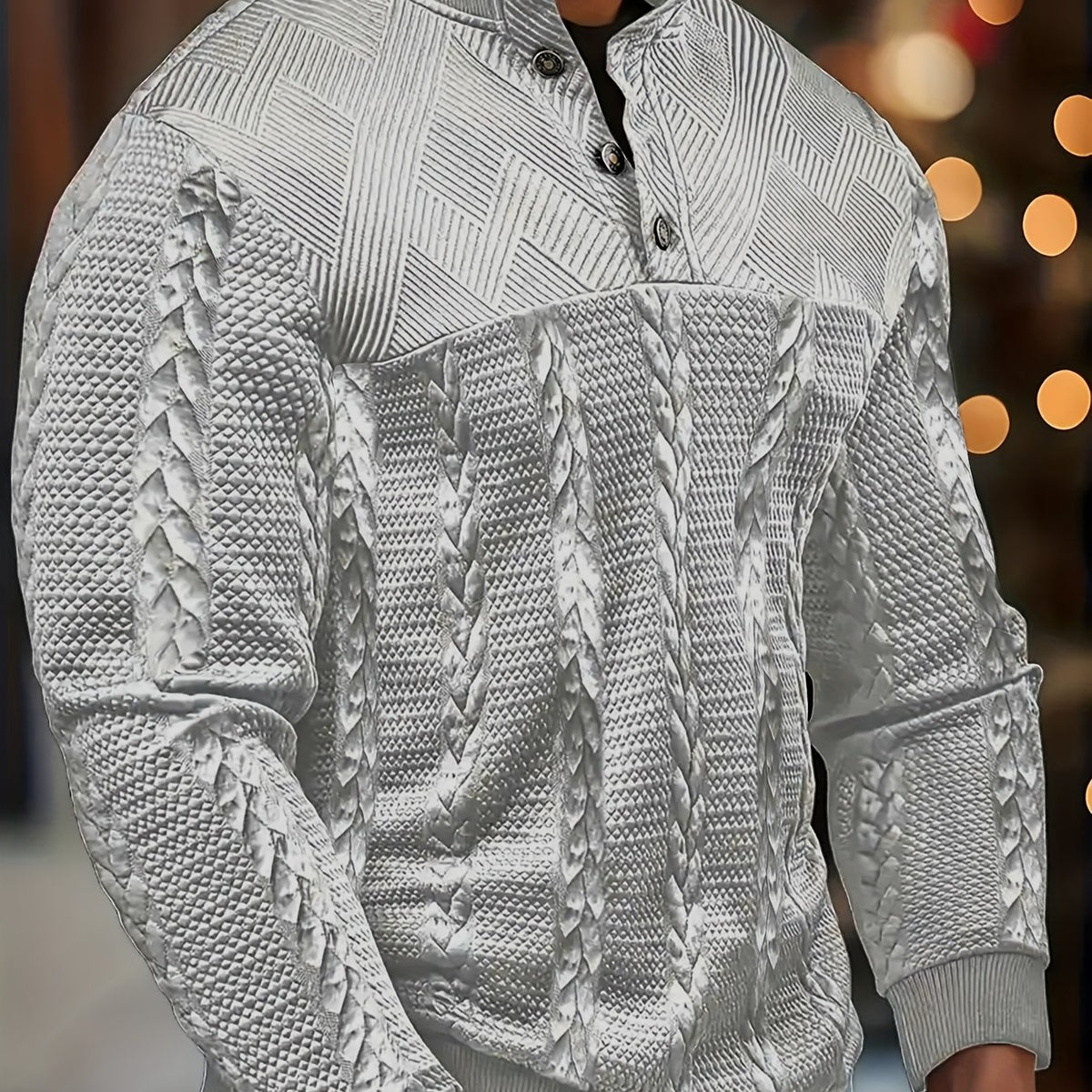 Herrenpullover mit strukturiertem Zopfmuster