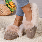 Mules chaussons pour femme bordés de fausse fourrure