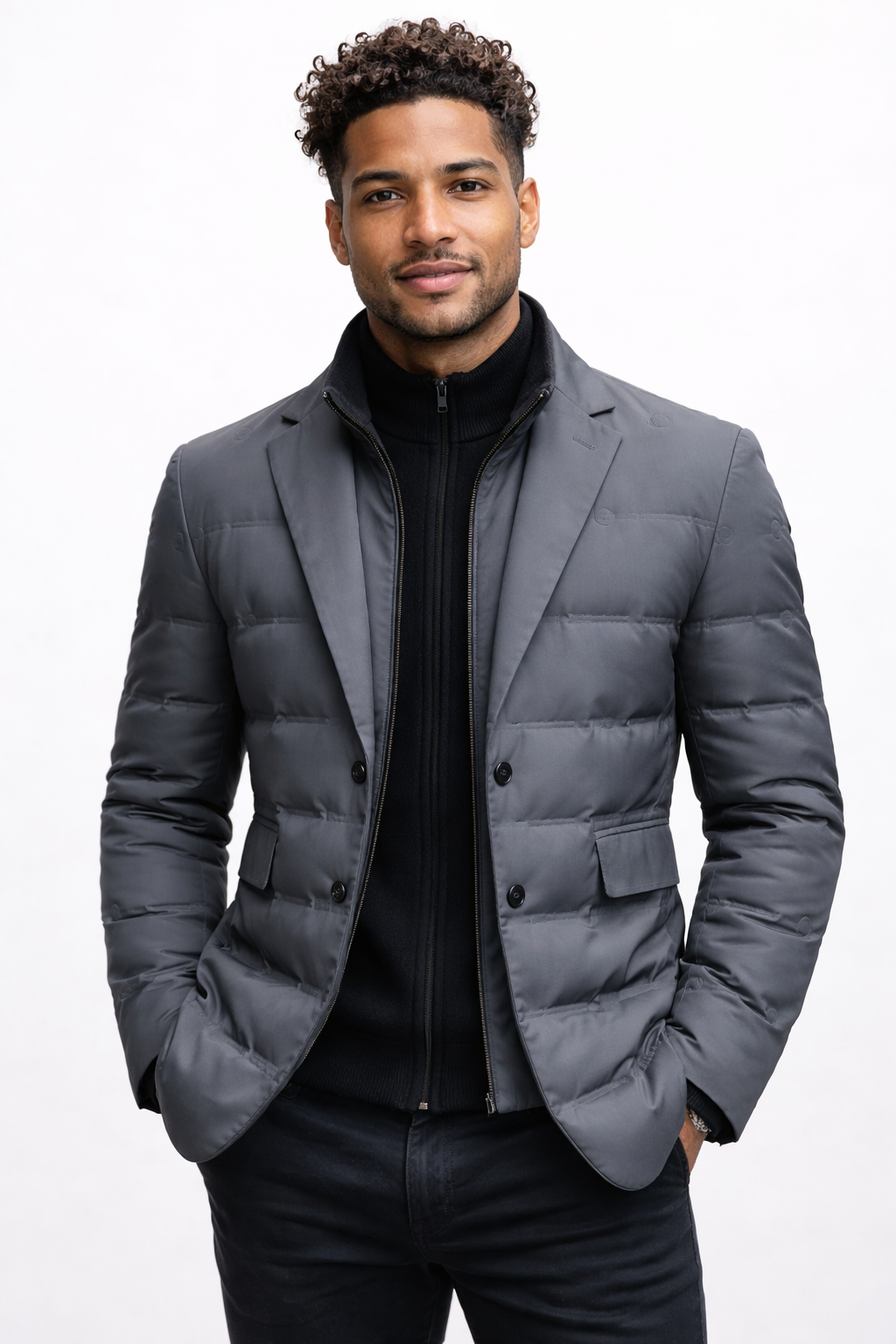 Herren-Steppblazer mit fallendem Revers