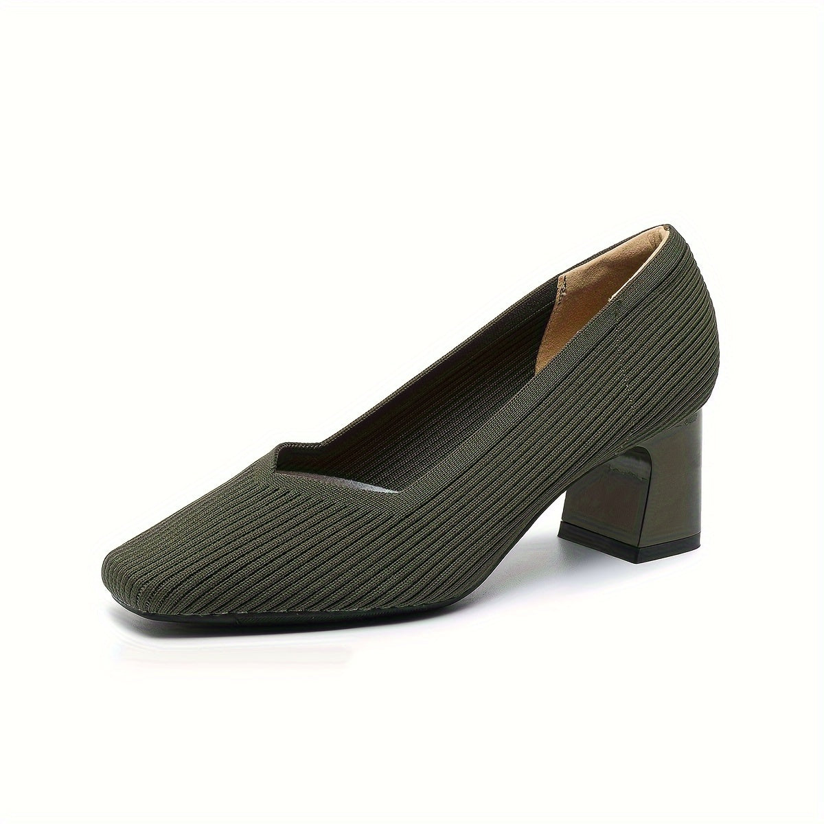 Women's Ribbed Block Heel Pumps