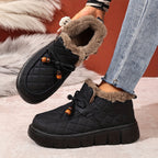 Dames vatterede slip-on-sko med imiteret pelsfor