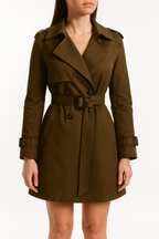 Damen-Trenchcoat mit zweireihiger Knopfleiste und Gürtel