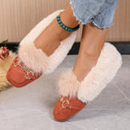 Mules chaussons pour femme bordés de fausse fourrure