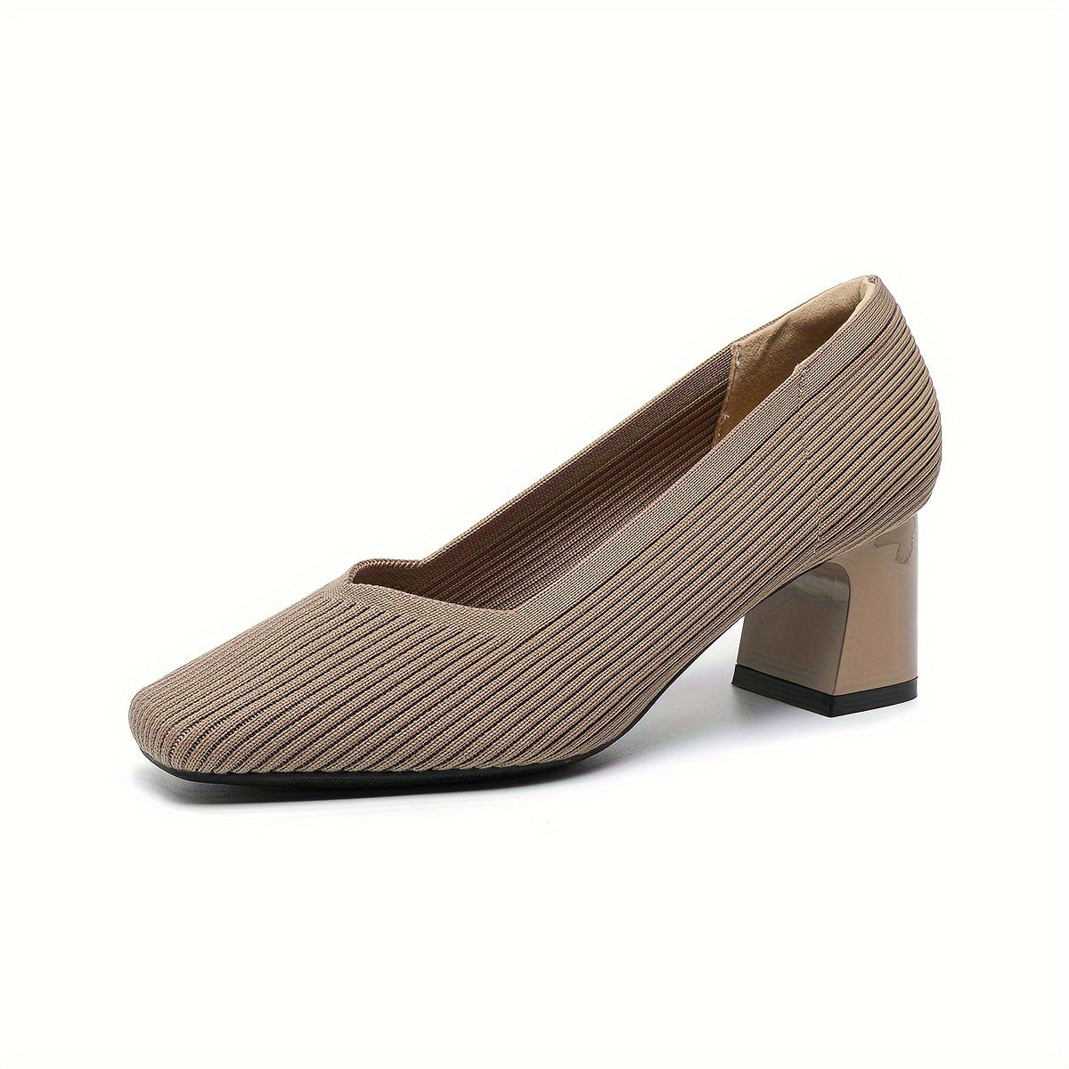 Women's Ribbed Block Heel Pumps