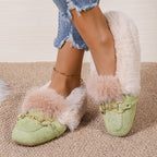 Mules chaussons pour femme bordés de fausse fourrure