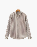 Men's Relaxed Striped Linen-Blend Button-Up Shirt with Roll-Up Sleeves and Coastal Casual Fit