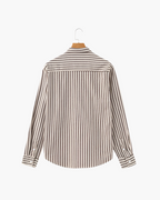 Men's Relaxed Striped Linen-Blend Button-Up Shirt with Roll-Up Sleeves and Coastal Casual Fit