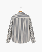Men's Relaxed Striped Linen-Blend Button-Up Shirt with Roll-Up Sleeves and Coastal Casual Fit