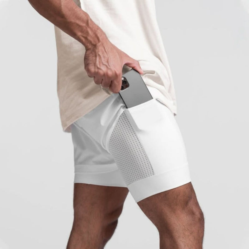 Men's 2-in-1 Sports Shorts with Inner Compression Layer for Training