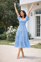 Women's Tiered Midi Dress for Elegant Summer and Everyday Styling