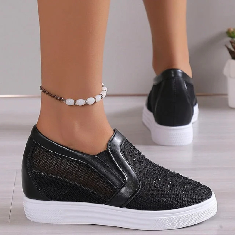 Damskie wsuwane sneakersy z kryształkami, wygodne