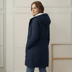 Abrigo parka de invierno con capucha y forro de forro polar para mujer