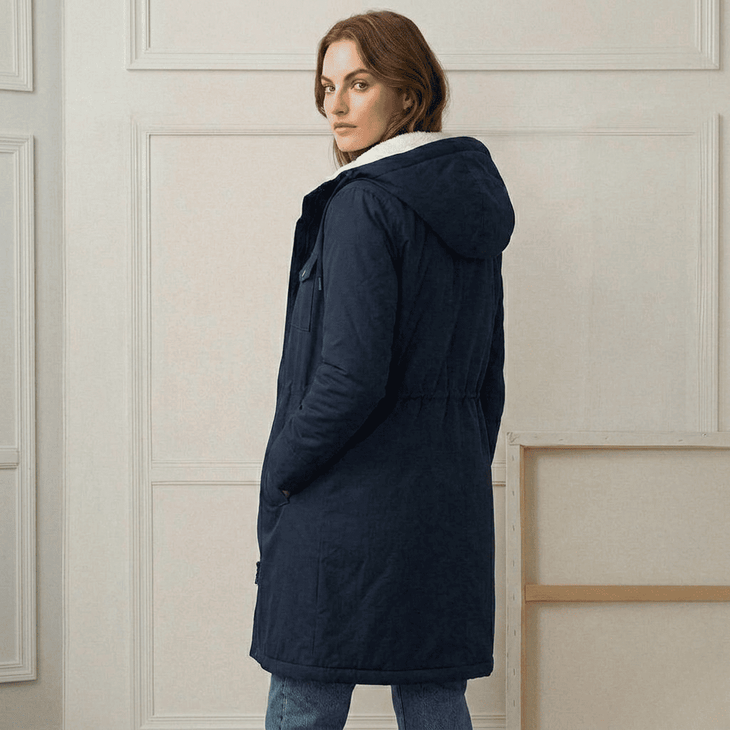 Abrigo parka de invierno con capucha y forro de forro polar para mujer