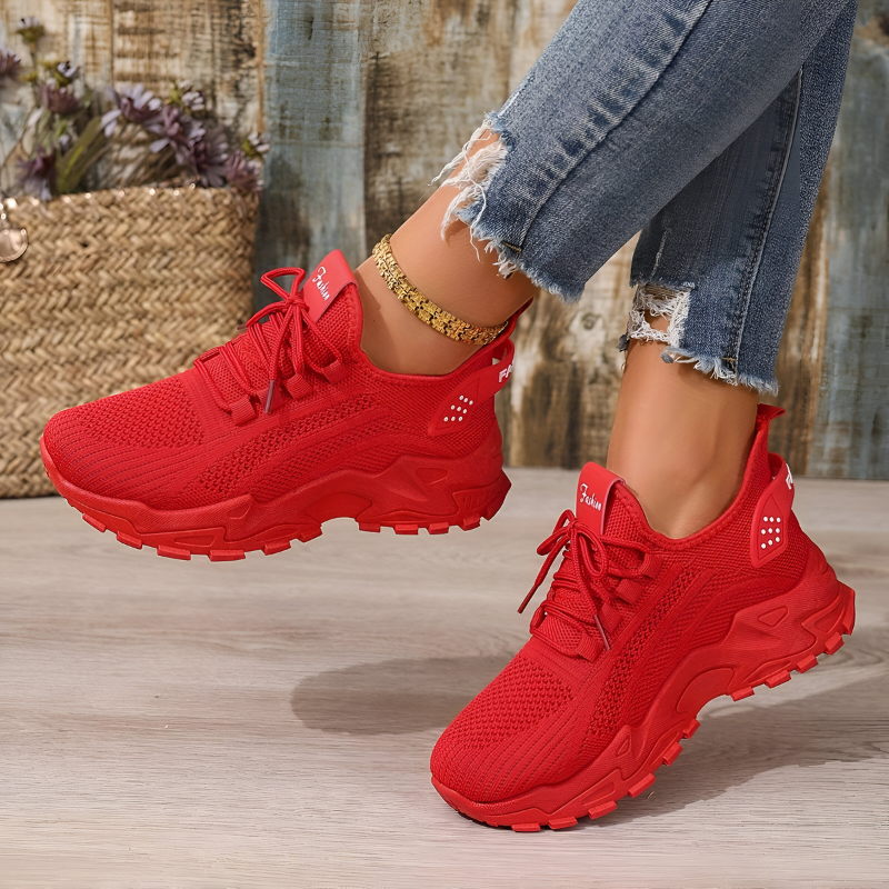 Damskie oddychające, lekkie, sznurowane sneakersy do chodzenia