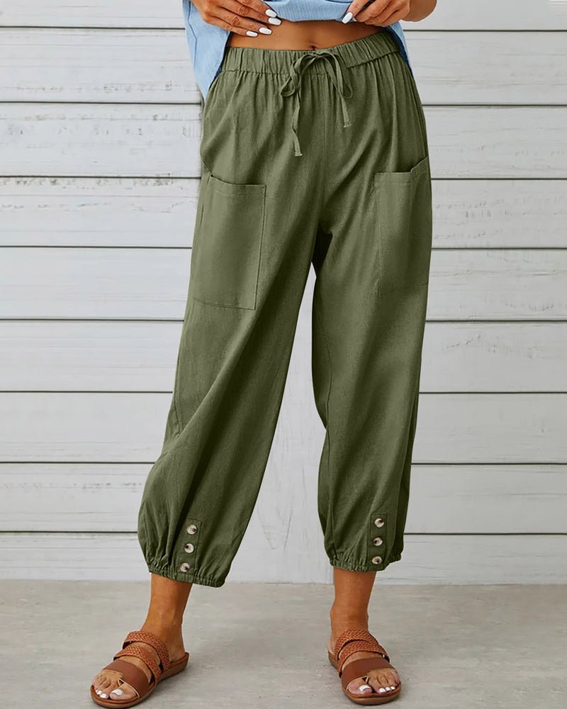 Pantalon sarouel utilitaire pour femme avec cordon de serrage