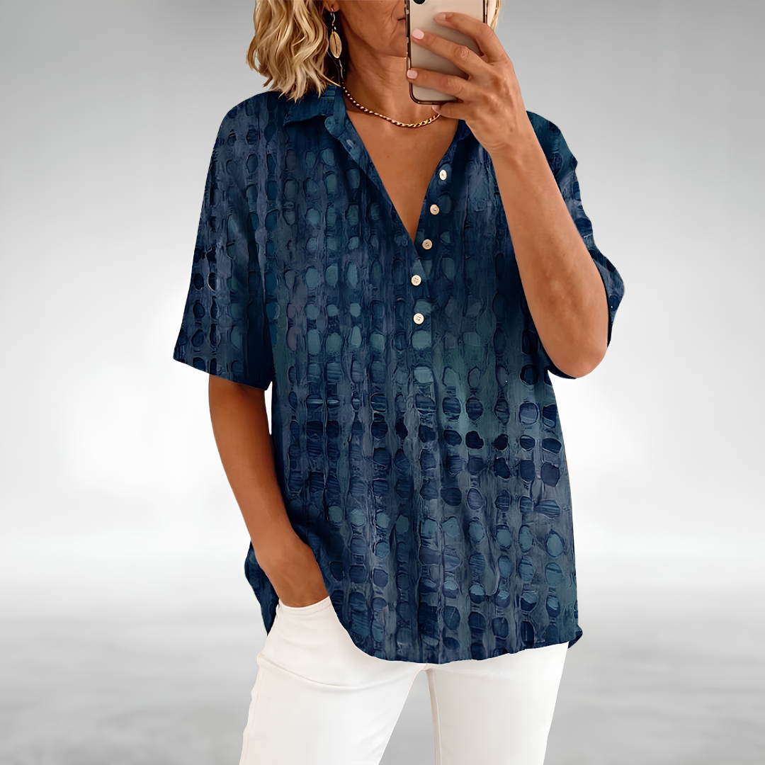 Blouse texturée pour femme à boutons sur le devant