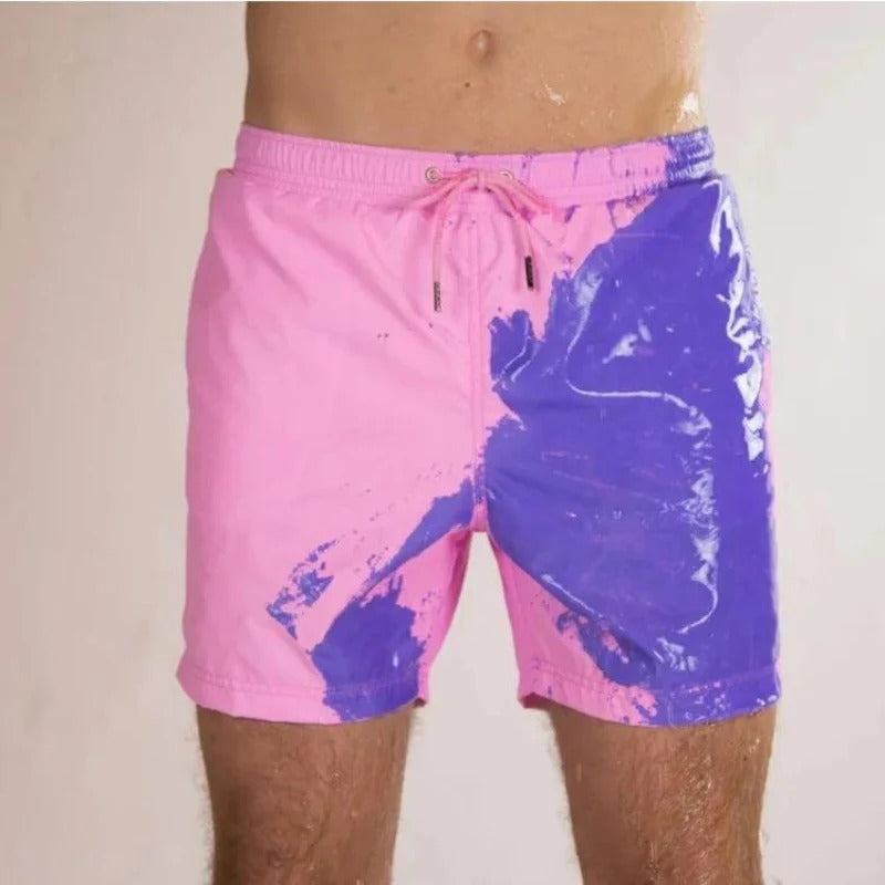 Men's Colour-Changing Swim Shorts with Gradient Quick-Dry Design