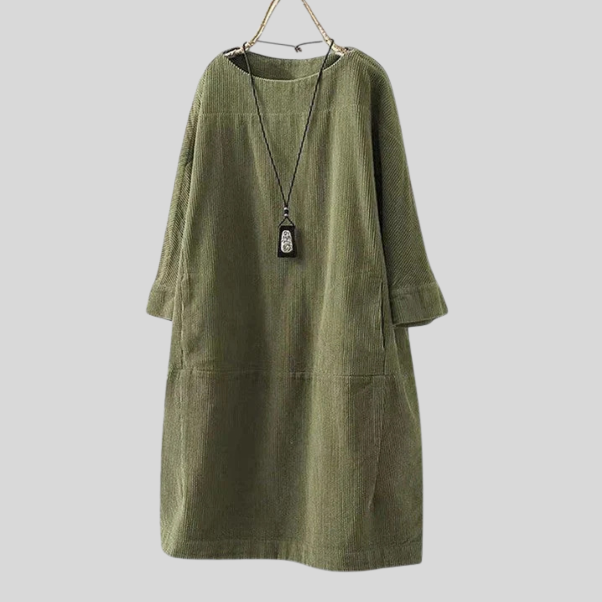 Abito da donna in velluto a coste dalla vestibilità comoda con tasche