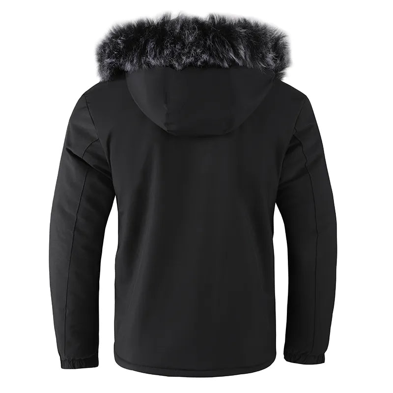 Veste d’hiver pour homme à capuche en fourrure