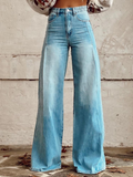Jeans da donna a vita alta e gamba larga