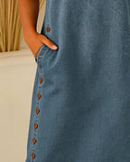 Women’s Button Detail Denim Maxi Dress
