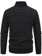 Cardigan da uomo con motivo geometrico e chiusura a zip