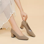 Women's Ribbed Block Heel Pumps