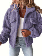 Damen-Plüsch-Sherpa-Jacke mit praktischen Taschen