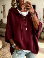 Women’s Hooded Oversized Knit Poncho