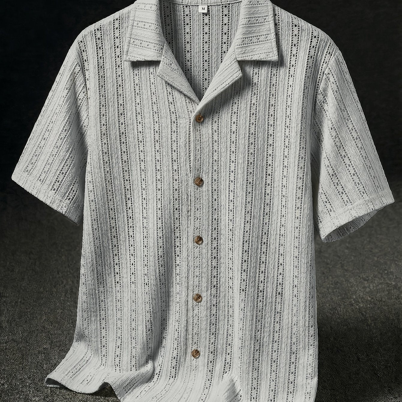 Men's Textured Open Knit Button-Up Resort Shirt