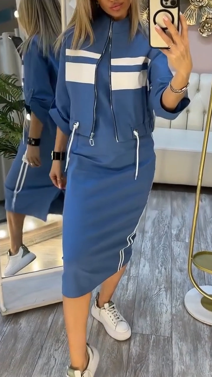 Damen-Kleidungsset mit kontrastierenden Details