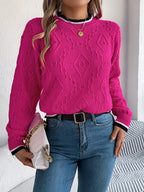 Women’s Textured Knit Crew Neck Sweater