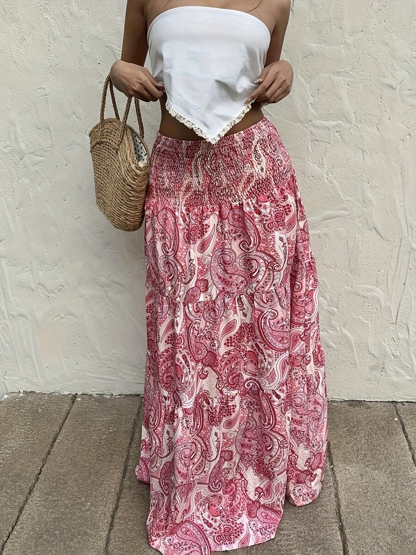 Długa spódnica damska boho w paisley