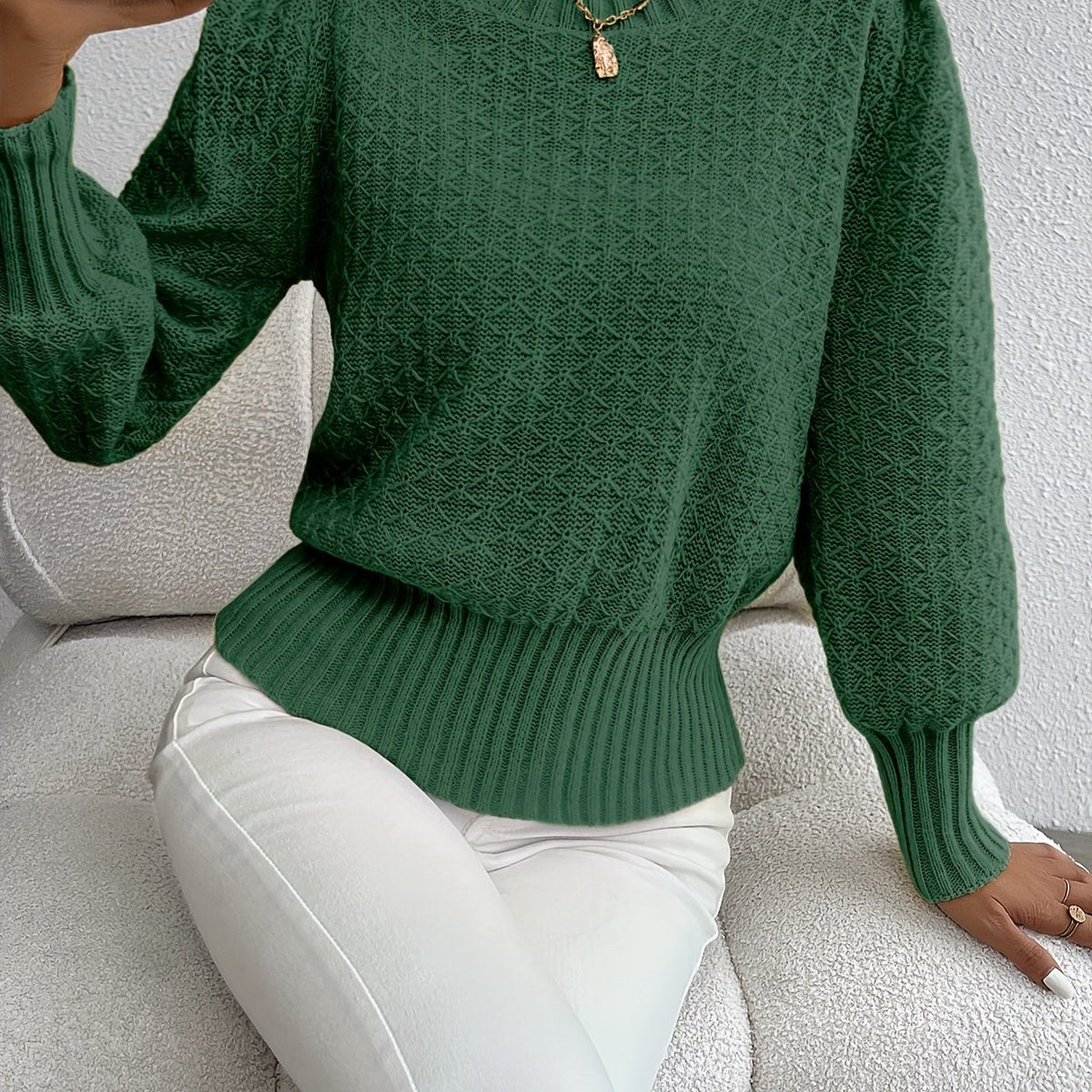 Pull péplum texturé en maille pour femme
