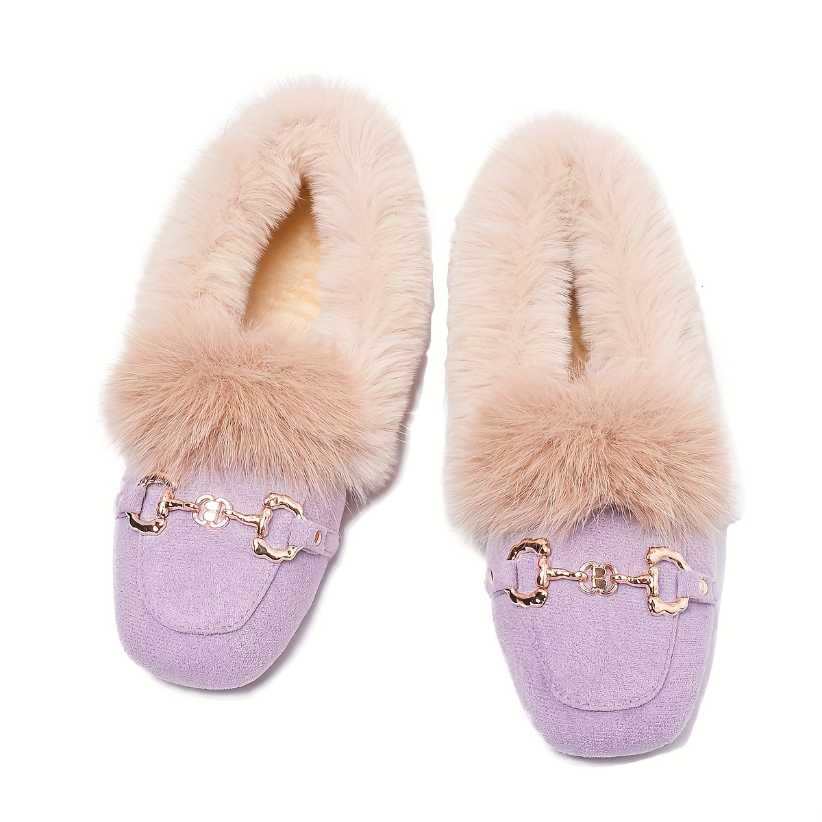 Mules chaussons pour femme bordés de fausse fourrure