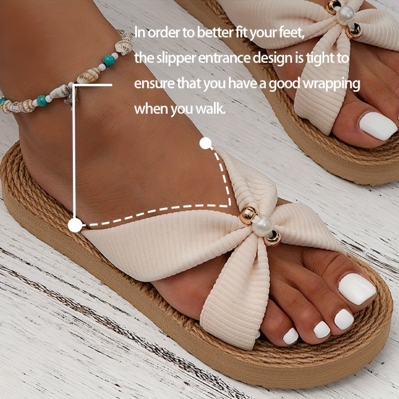 Naisten rusetilliset mukavat slip-on-sandaalit