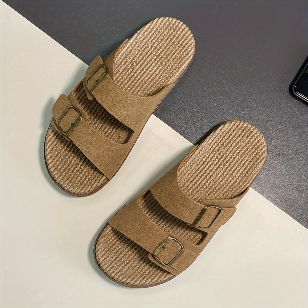 Herren-Komfort-Sandalen zum Hineinschlüpfen mit Doppelschnalle