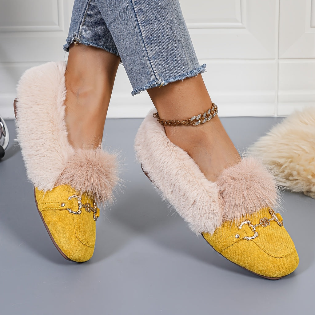 Mules chaussons pour femme bordés de fausse fourrure