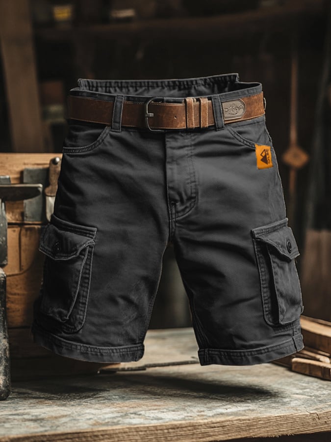Men's Cargo Shorts with Multiple Pockets and Adjustable Waistband