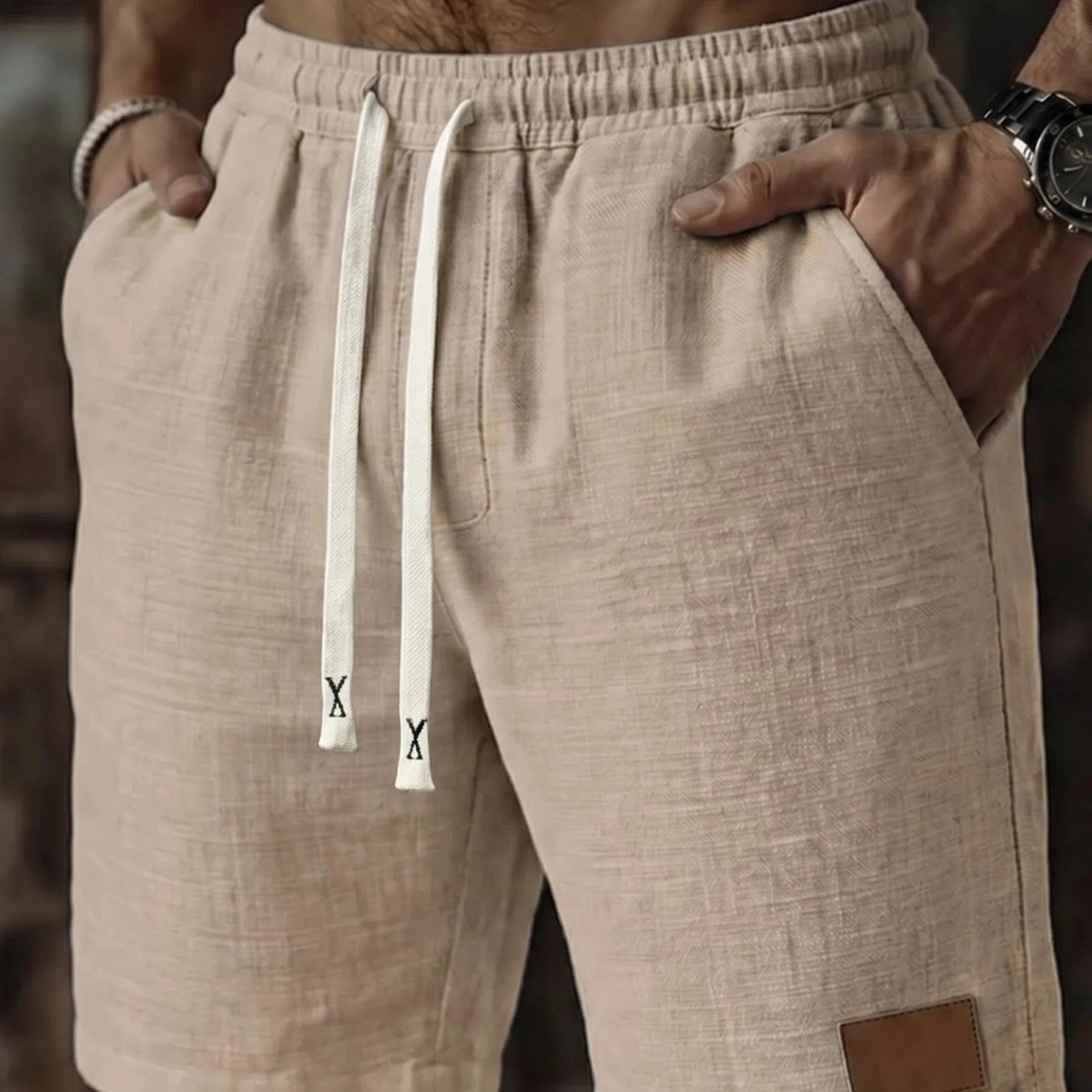 Men's Textured Drawstring Lounge Shorts