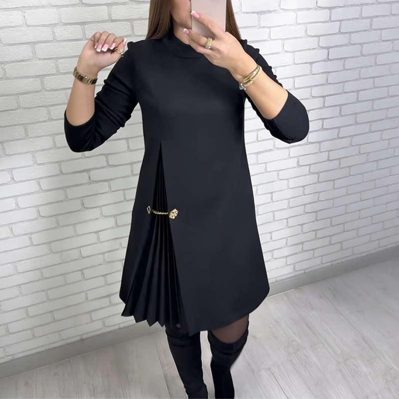 Vestido midi de mujer con panel plisado