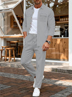 Strukturiertes Overshirt- und Hosen-Set für Herren
