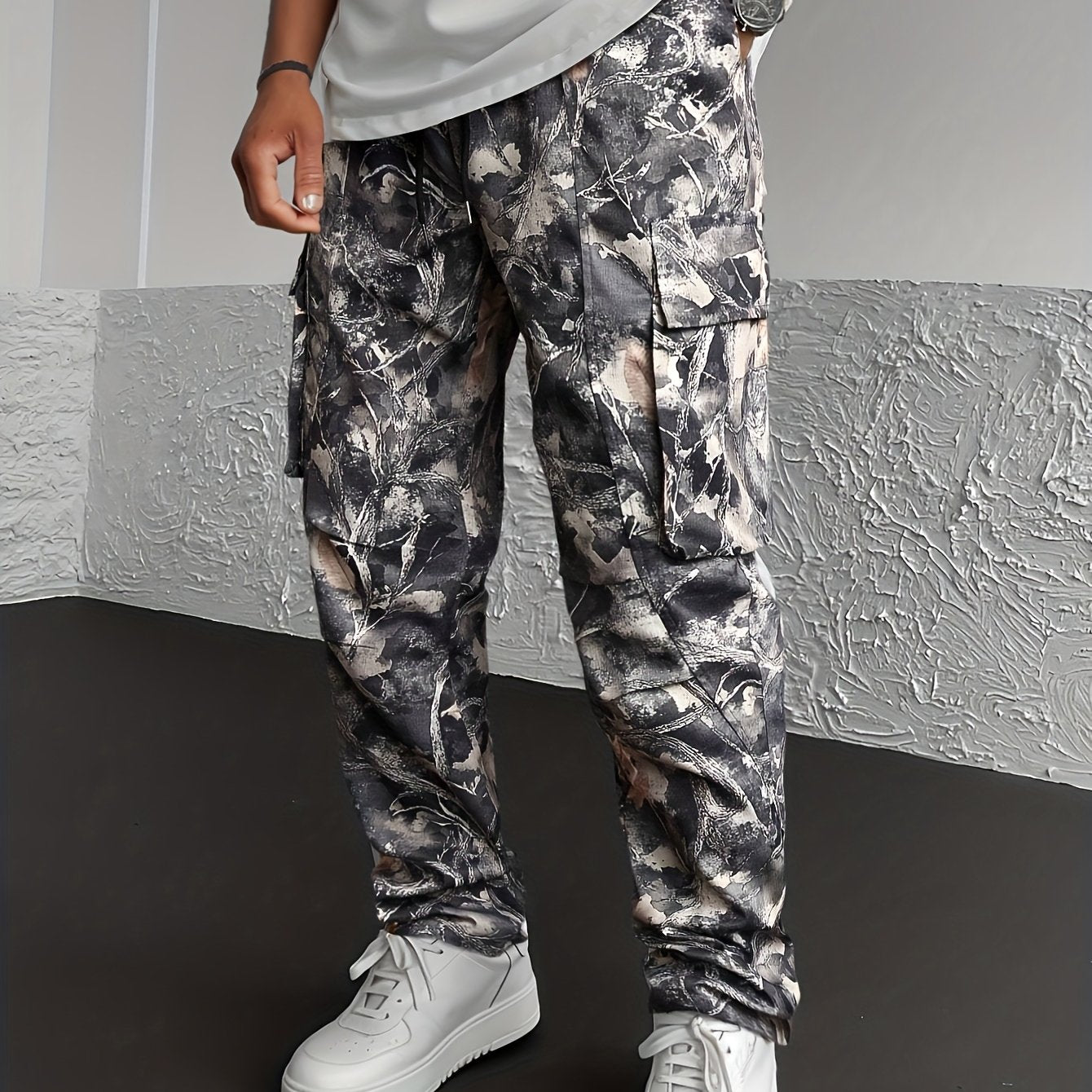 Herren-Cargo-Joggerhosen im Camouflage-Muster