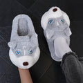 Plysj-hjemmesko til kvinder med husky-design og slip-on-model