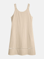 Women's Sleeveless V-Neck Lace Trim Casual Midi Dress