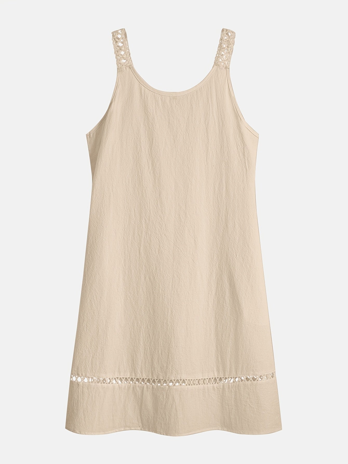Women's Sleeveless V-Neck Lace Trim Casual Midi Dress