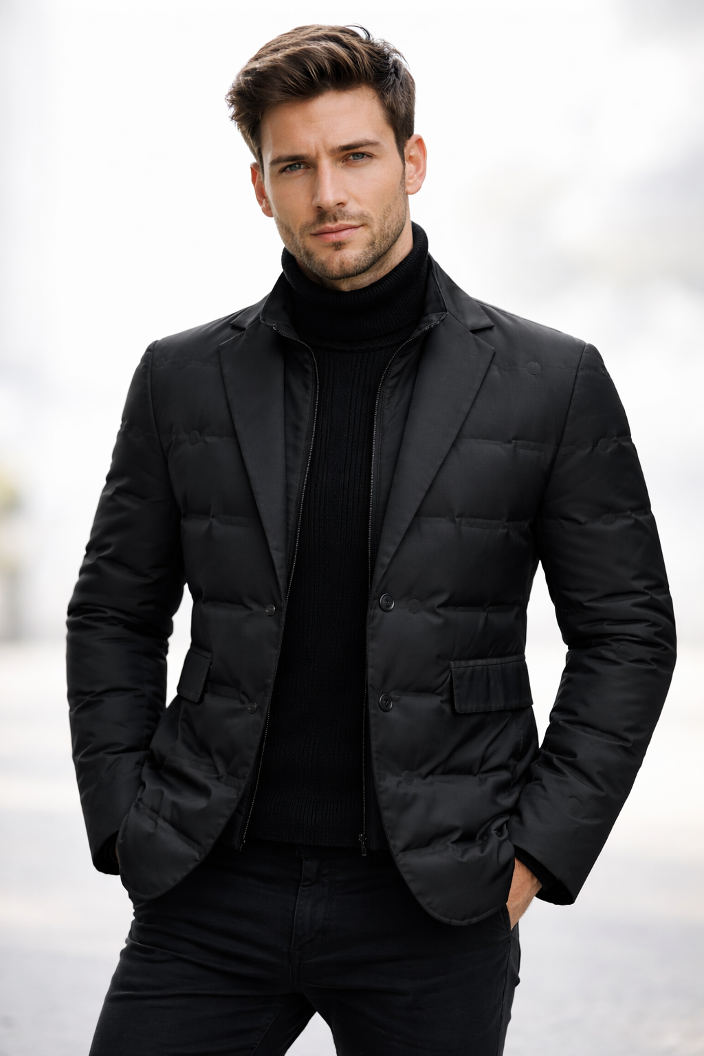 Herren-Steppblazer mit fallendem Revers