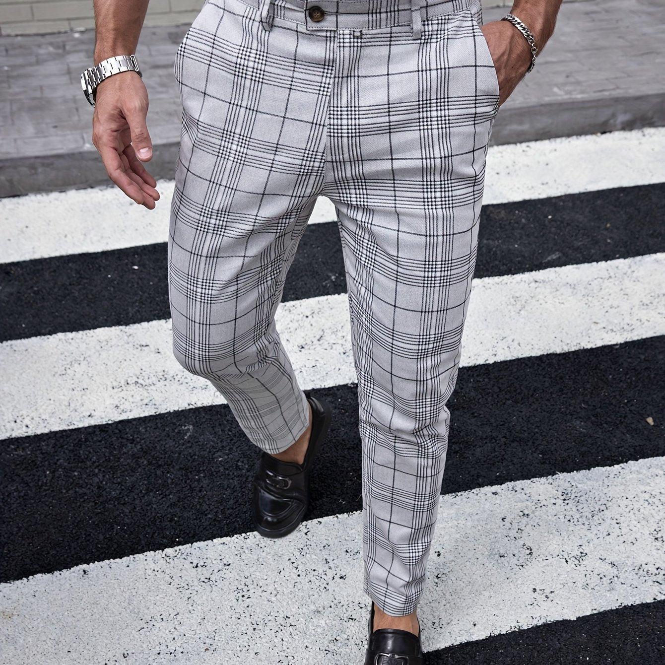 Herren-Slim-Fit-Hose mit Karomuster