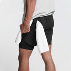 Men's 2-in-1 Sports Shorts with Inner Compression Layer for Training